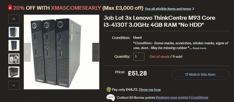 Lenovo ThinkCentre eBay listing screenshot