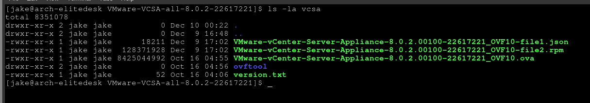 the .iso/vcsa directory